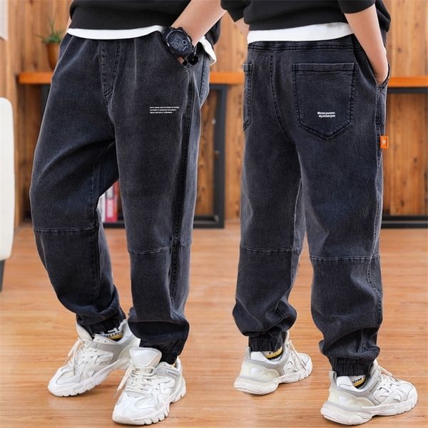 

boys jeans children spring autumn korea style concise ankle-tied pants winter velvet thicken warm trousers child clothes for boy 220312, Blue