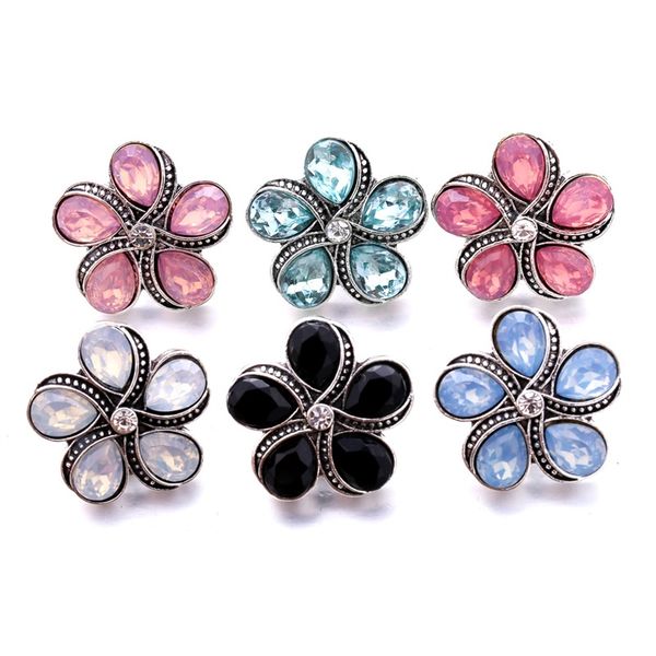 Wholesale strass 18mm Botão Snap Flow Flow Flow Metal Decorative Charms para Snaps Jewelry Resultados Fornecedores