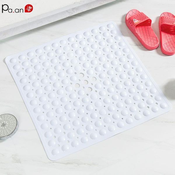 

bath mats [only for isreal user] 53*53cm bathroom non-slip mat bubble leaking hole with suction cup quick drain square shower room