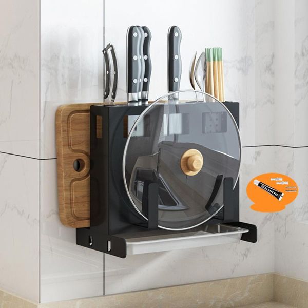 

kitchen storage & organization pot lid cover rack chopsticks holder heavy duty wall mounted knife shelf organizer multi-purpose tools