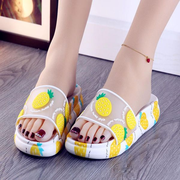 

slippers summer women beach flip flops korean style small fresh ins cute outer wear fruit, Black