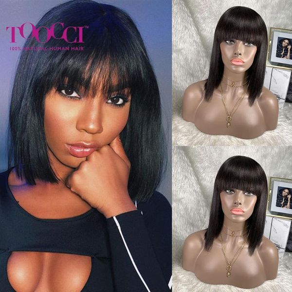 

hair straight bob human wigs with bang brazilian remy wig bangs no lace wigs1, Black;brown