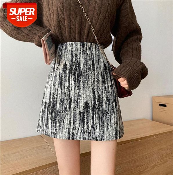 

korean style high waist slimming skirt women with sweater and woolen small size #er2u, Black;gray