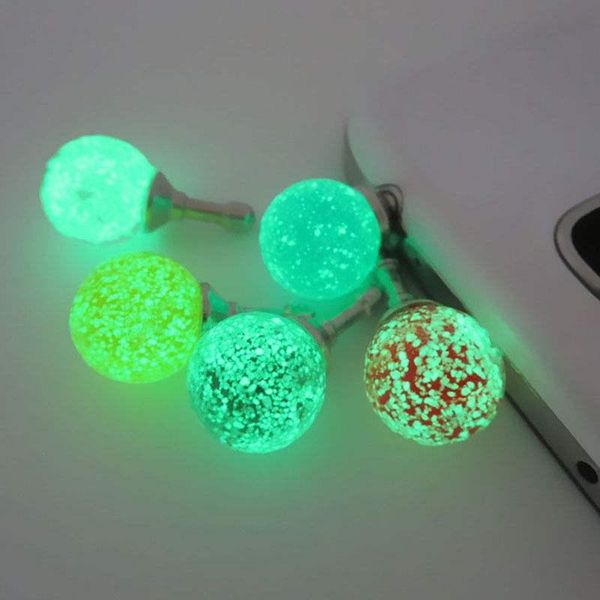 

cell phone anti-dust gadgets 2021 luminous 3.5mm jack headset headphone anti dust plug mobile earphone audio dustproof for 5 6