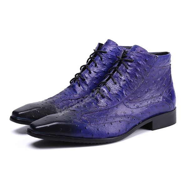 Purple Formal Prom Lace Up Dress Shoes Stivali da sposa Plus Size Party Leather Boots Nightclub Moda uomo Oxfords Boots