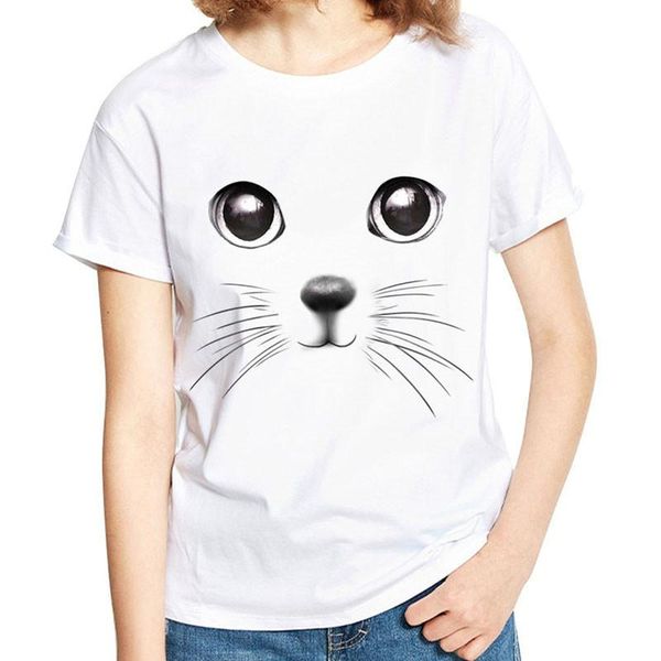 

women's blouses & shirts cool blouse for women 3d cat print short sleeve summer tees lovers xs-2xl, White