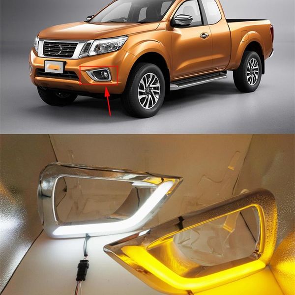 

car accessories plating style waterproof 12v led daytime running light drl with fog lamp hole for navara np300 2021 emergency lights
