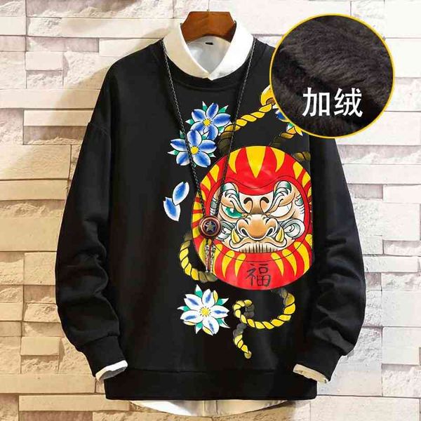 

hoodies 2021 winter oversized men's 160 chest fat man's plush coat with and warm sweater, Black