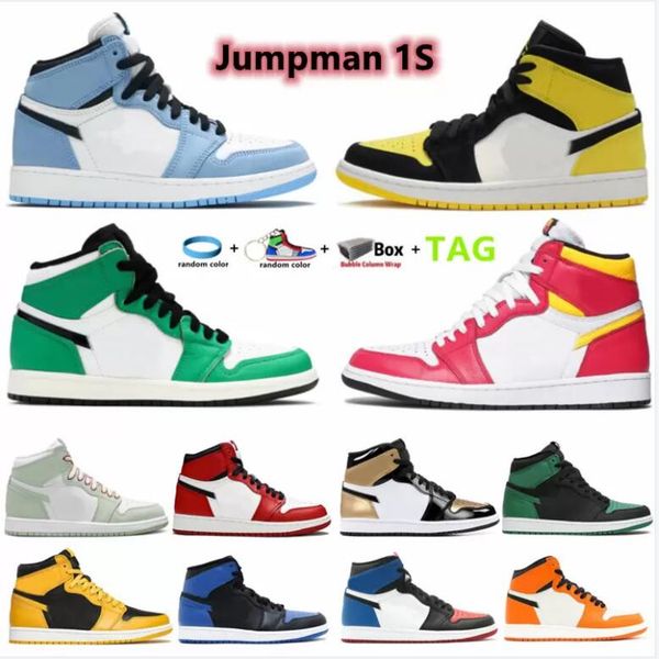 

mens 1 high og basketball shoes 1s university blue chicago lucky green volt gold yellow toe seafoam shadow men women sneakers trainers
