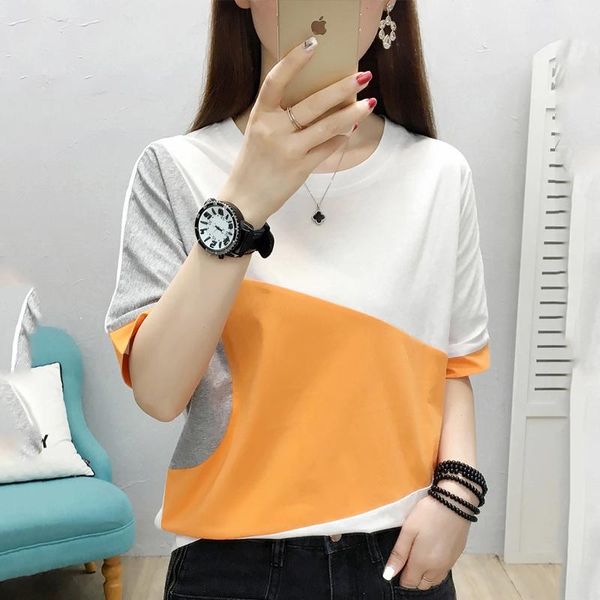 

women's t-shirt bethquenoy short sleeve cotton orange t-shirts oversize tee shirt femme summer mujer dames kleding 2021, White