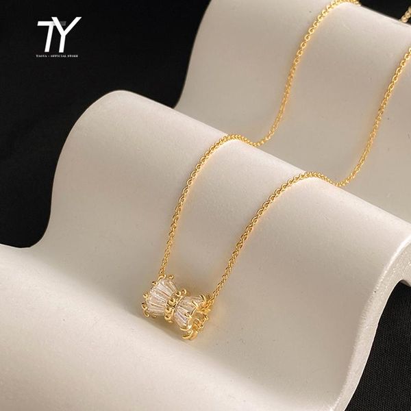 

pendant necklaces luxury zircon waist gold necklace for woman 2021 korean fashion jewelry wedding party girl's clavicle chain, Silver