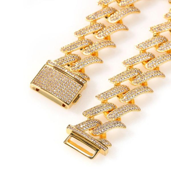 

bangle men's hip hop thorn cuba necklace 20mm copper zircon punk rock trendsetter fashion jewelry, Black