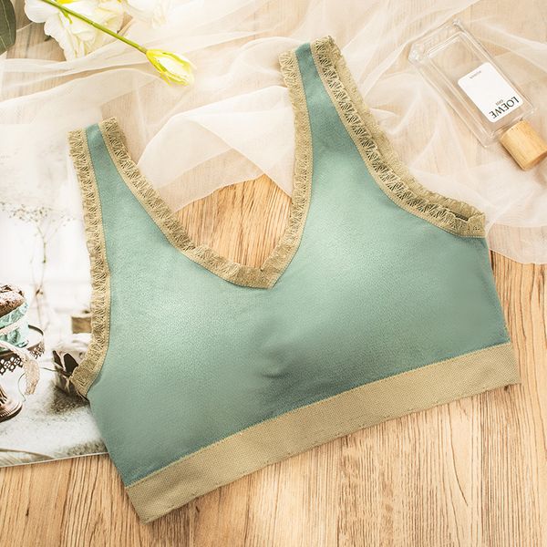 

lace wireless bra padded one-piece bralette women  breathable tank all match lingerie, Black;white