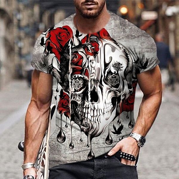 

men's t shirt 3d print graphic prints skull crew neck daily holiday print short sleeve casual designer big and tall gray j2y7#, White;black