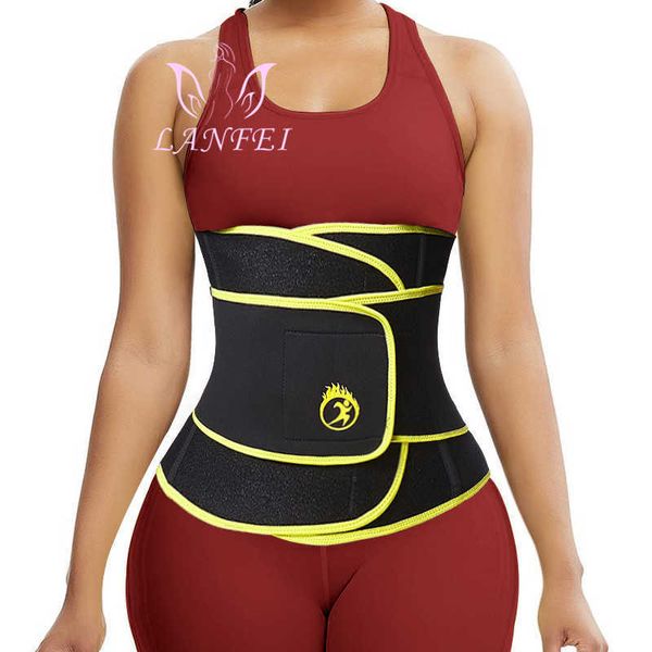 

lanfei compression strap waist trainers belt for women slimming sauna weight loss neoprene body shaper corset sweat fat burn 210708, Black;white