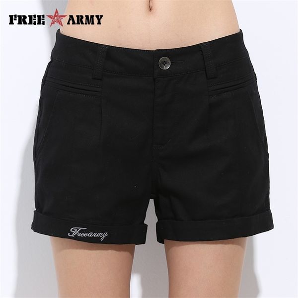 

embroidery shorts women summer fashion casual cotton 4 solid colors short pants brand clothing woman 210719, White;black