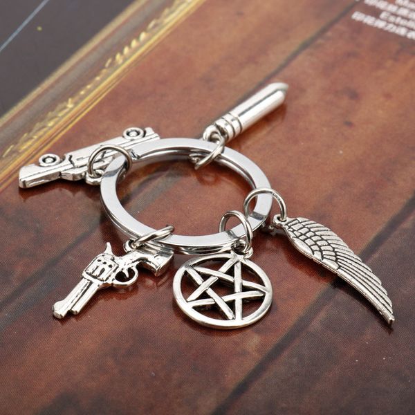 Filme Supernatural Keychain Dean Sol Unisex Moda Metal Pingente Chaveiro Pentagram Car Chaveiros