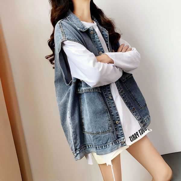 

women's vests ladies'cowboy collection, spring and summer, red net, loose, korean style, with tools, foreign use tide, mw68, Black;white