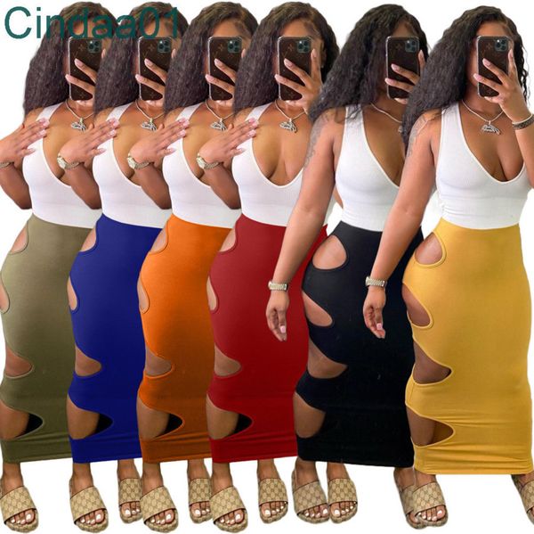 

women dress designer maxi dresses slim deep u neck knitted contrast color hollow out hole dresses sleeveless party skirt 6 colours, Black;gray