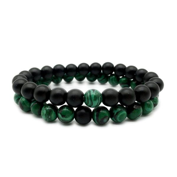 

beaded, strands fashion charm bead bracelet couple malachite stone bracelets bangles women men jewelry classic black agat natural stones