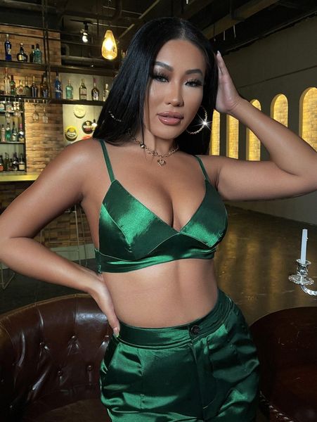 

sxy adjustable straps crop satin cami without shorts b3ay#, White