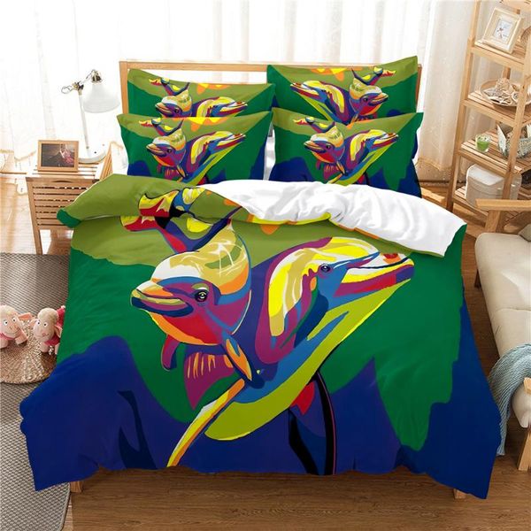 

bedding sets 3d dolphin set  duvet cover bed cotton bedroom