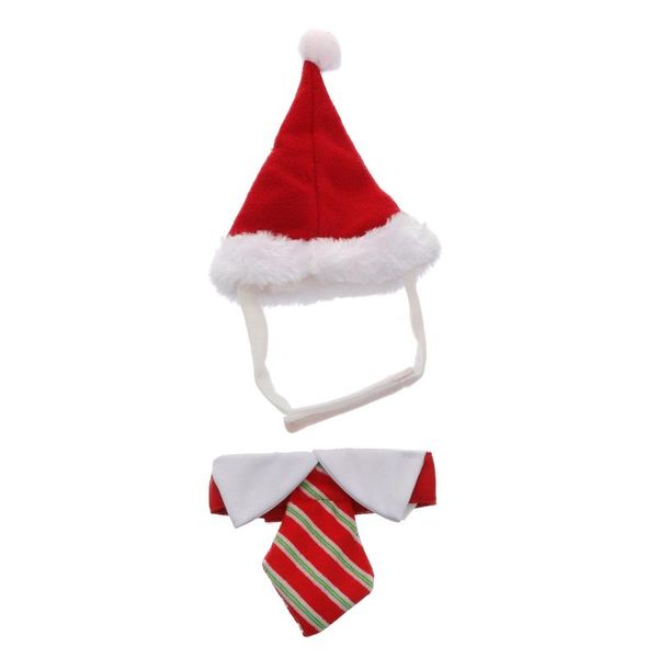 

cat costumes 2pcs pet bow tie and hat christmas suit adjustable elastic collar