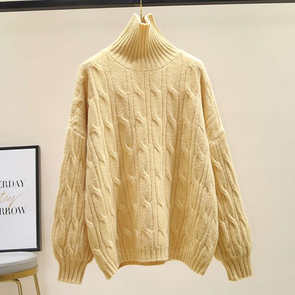 

women's sweaters sweatersyellow high neck twist sweater for women's loose fitting, korean lazy style pullover in autumn and winter, White;black
