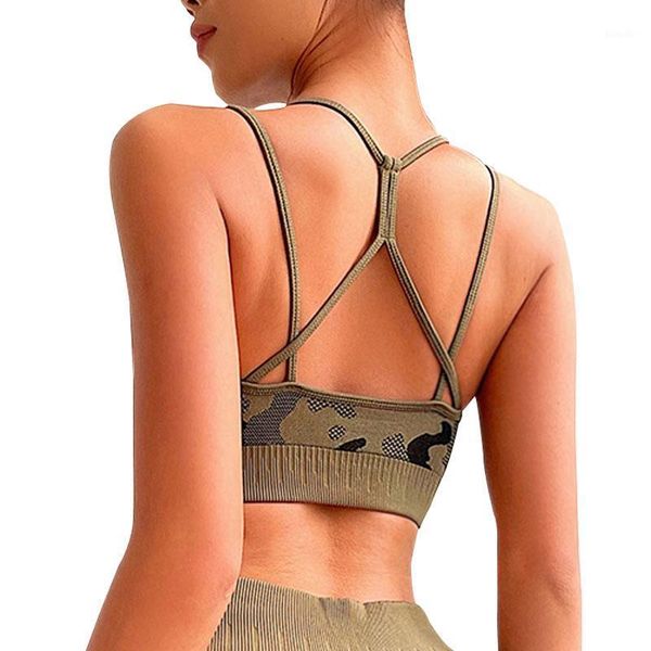 

yoga outfit camouflage bra workout gym bras women double straps sweat proof fitness exercise sports