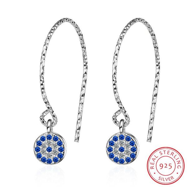 

stud evil of eye charm earring 100% 925 real silver paved blue cz mini bead delicat dainty fine jewelry, Golden;silver