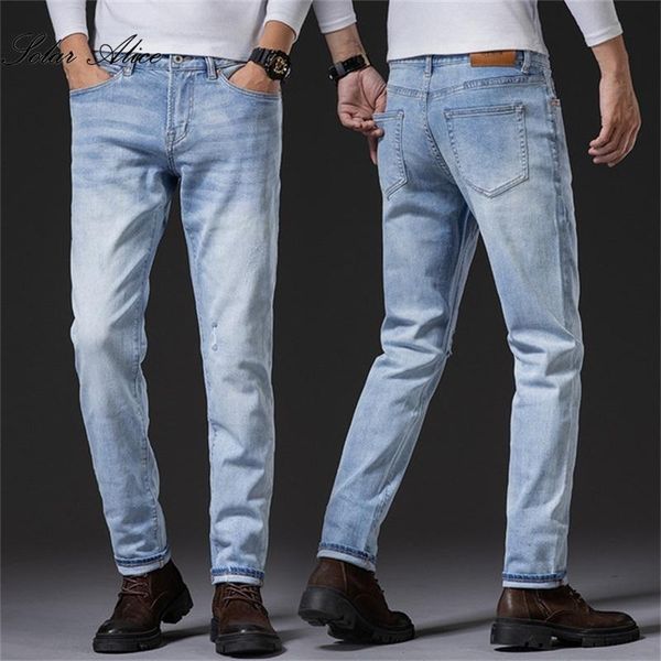 

men's jeans 2021 autumn and winter mid-waist high-quality straight loose stretch youth casual pants, Blue