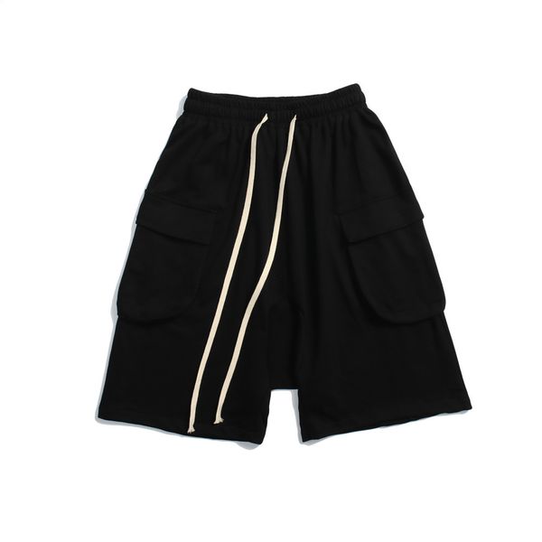 

fashionable shorts guochao solid color multi pocket tooling men's brand sports pants street loose capris, White;black