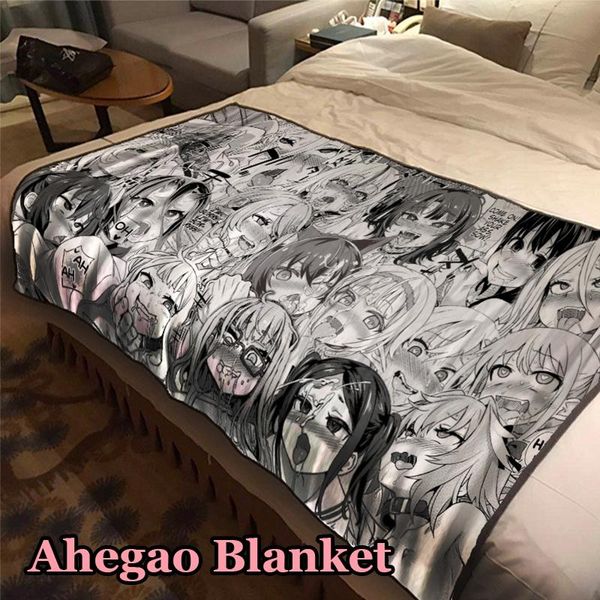

blankets 2 size ahegao blanket flannel warm soft plush on the sofa bed suitable