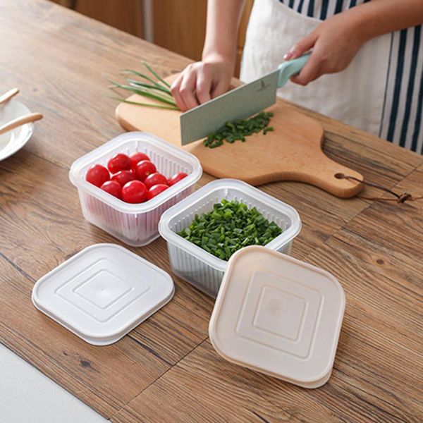 

storage bottles & jars fridge cleaning box drain sealed crisper ginger garlic onion seal keep fresh household kitchen accessories