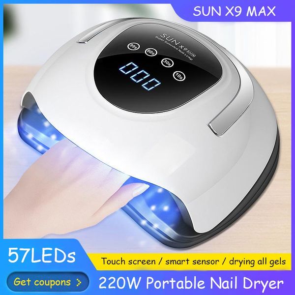 

nail dryers sun x9 max lamp 220w uv dryer led for drying gel polish manicure with 4 timer professional