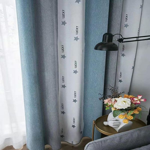 

curtain & drapes simple and fresh gauze star printing jacquard chenille thickened high blackout for living room bedroom