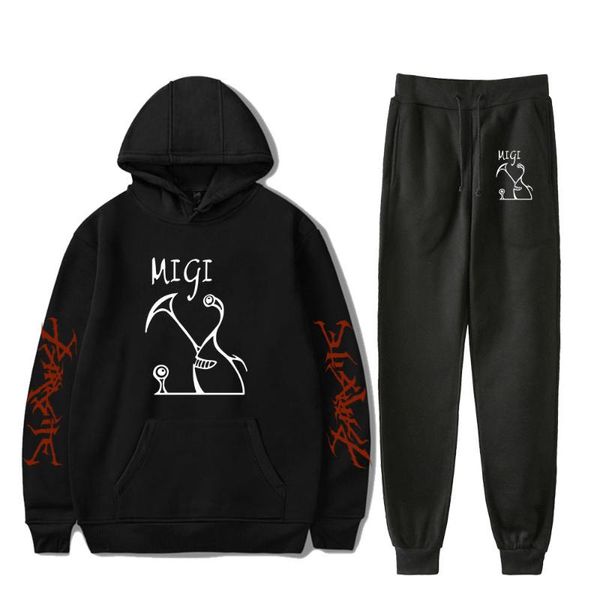 

men's tracksuits parasyte: the maxim two-piece sweatshirt sets printed cartoon cool winter hoodie sweatshirt+loose pant casual, Gray