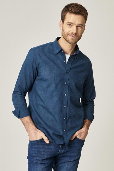 

men's shirt tailored slim fit navy-green button collar 100% cotton shirts dress, White;black