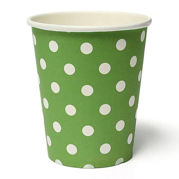

packaging dinner service 50pcs polka dot paper cups case disposable tableware wedding birthday decorations green