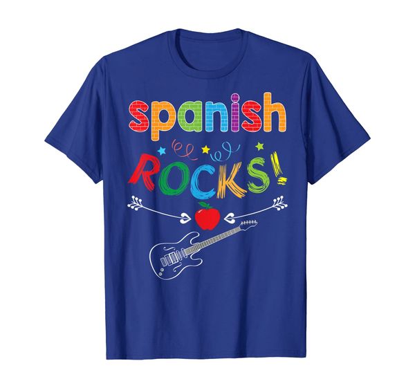 

spanish rocks teacher t-shirt back to school student kid, White;black
