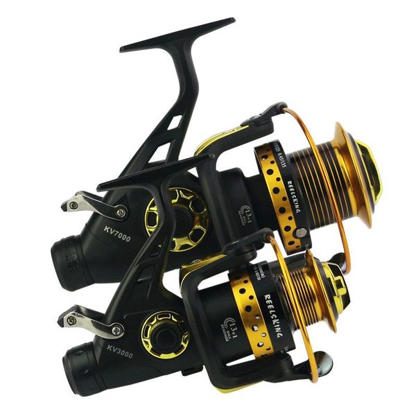 

fishing spinning reel all metal front rear double brake 5.2:1 metallic handle carp lure feeder wheel 3000-8000 baitcasting reels