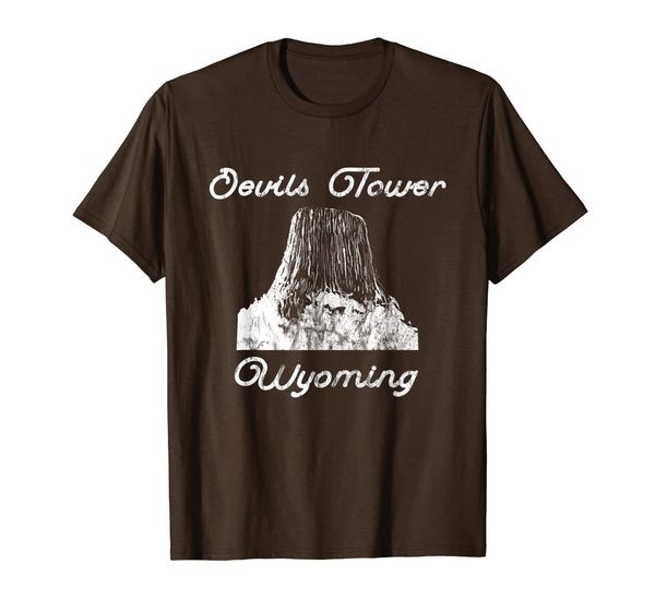 

devils tower wyoming national monument retro vintage t-shirt, White;black