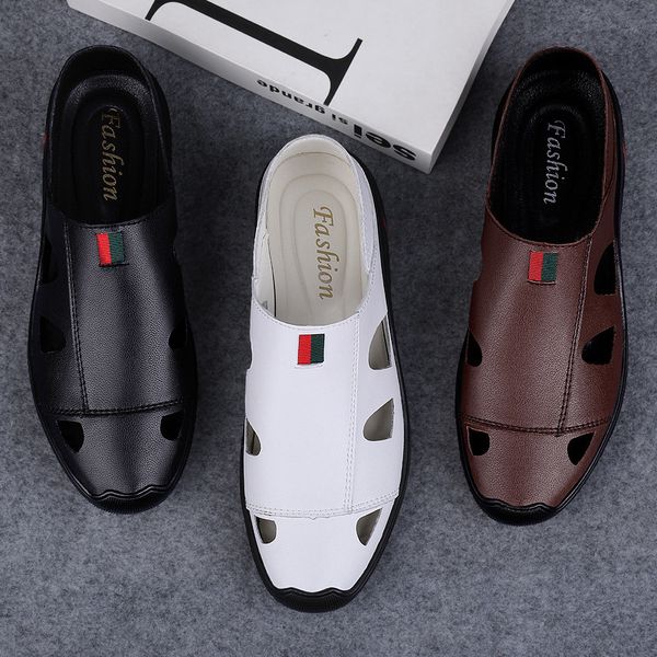 

2021 summer new men's doudou sandals trendy british shoes casual and breathable, Black