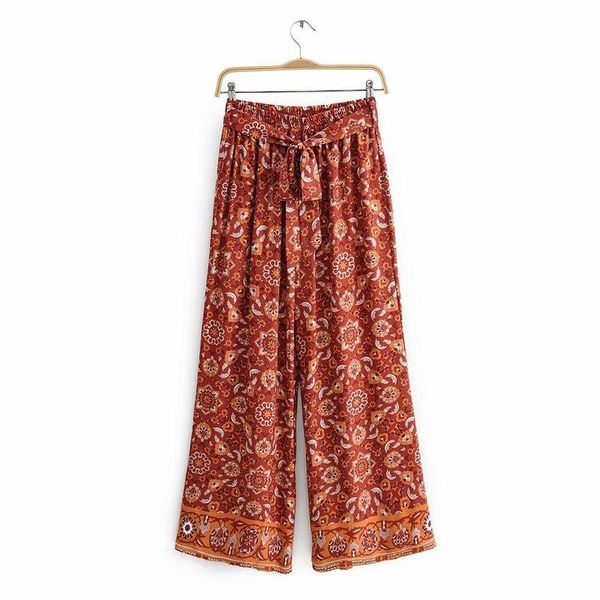 

women's pants & capris jj40-9974 european and american fashion printed casual wide leg, Black;white