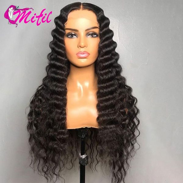 

lace wigs deep curly 4x4 closure wig brazilian 100% remy human hair for women glueless 28 30 inch pre plucked baby, Black;brown