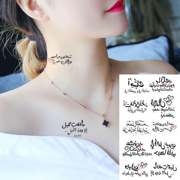 

temporary tattoos waterproof tattoo sticker arabic letter heart love pattern personality fake tatoo flash tatto for girl women men