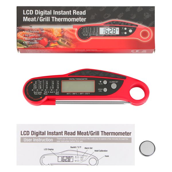 Termômetro de carne digital impermeável para grelhar água churrasco, leitura instantânea Thermometer Thermômetros de comida