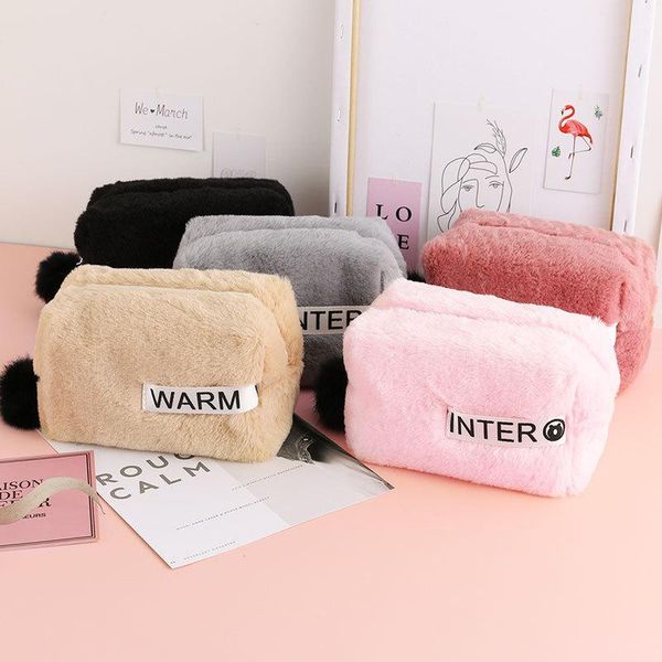 

storage bags cute plush women cosmetic bag outdoor zipper makeup organizer female mini pouch handbags portable
