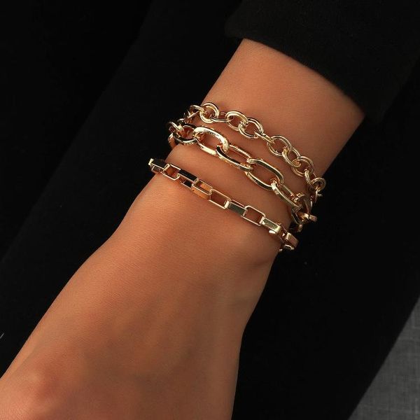 

bangle ornapeadia fashion ins chain lobster extension buckle alloy three-piece bracelet for women girls wholesale luxury jewelry, Black