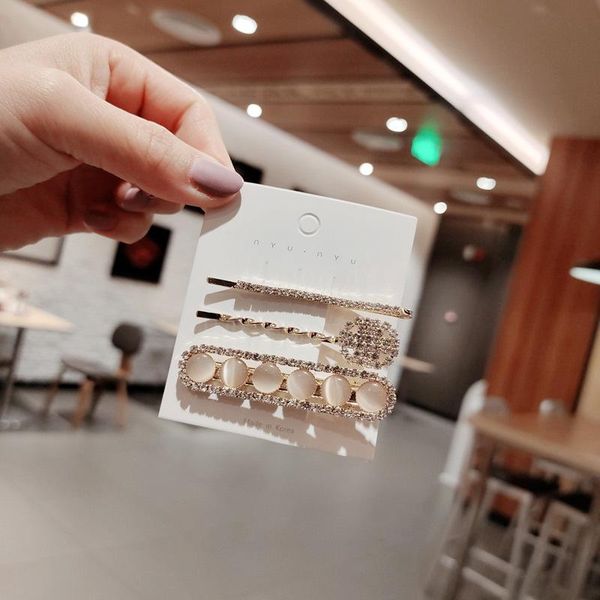 

hair clips & barrettes glittery clip set for girls 3 pcs alloy hairpin with rhinestone decor bangs accessories women ml, Golden;silver